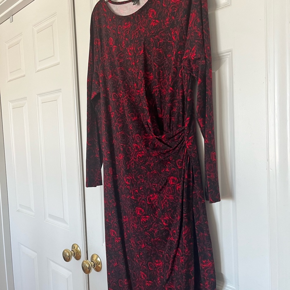 Pretty red and black dress from Talbots. Worn once to a wedding. Size 14P.